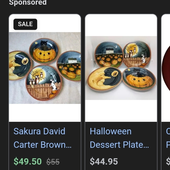 🛒🛍️💥Vintage oneida pumpkin hallow set of 4 dessert /salad plates w/box - Picture 2 of 12